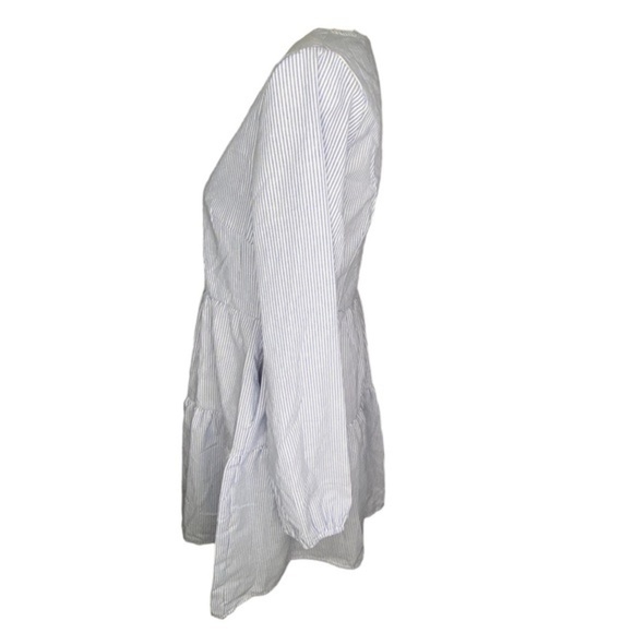 Fancyinn Dress Pinstripe Long Sleeve Shift Tunic Tiered with Pockets Size M - Picture 9 of 15